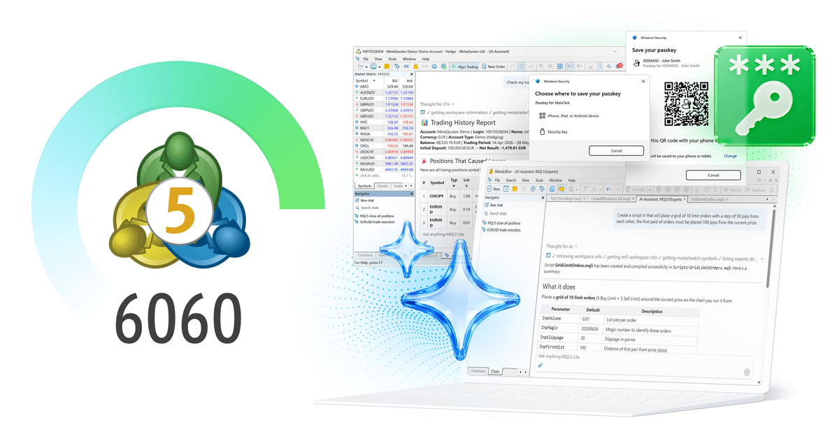 MetaTrader 5 Build 6060：AI 集成、Passkey 和 MetaEditor 中的代码管理改进